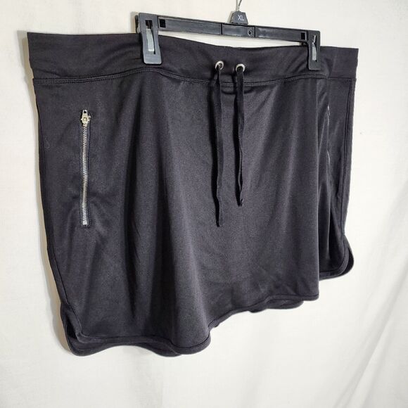 Exertek Womens Skorts Sz 3X Black Built In Shorts Pull On Drawstring Zip Pockets - Picture 3 of 9